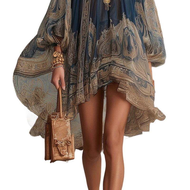 The Aura Paisley Flowing Chiffon Mini Dress