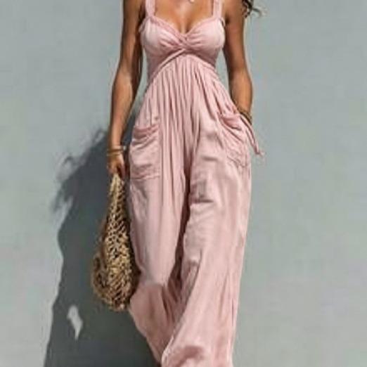 Women's Boho Lace Trim Wide-Leg Jumpsuit