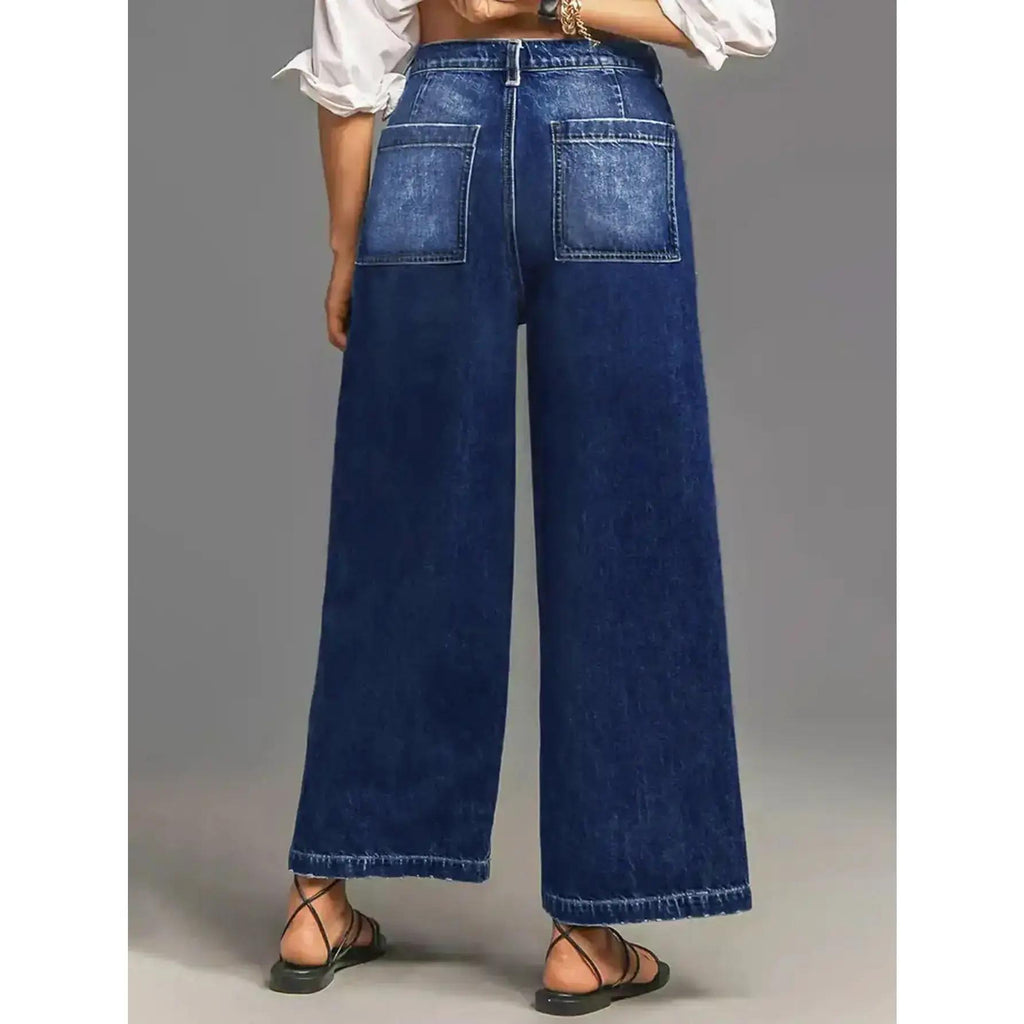 Baggy Wide Leg Jeans for Women, High Rise Stretch Denim Trousers with Pockets, Soft Casual Streetwear Apparel, Lady, Oversize, Fashion Apparel, Women's Clothes, Clothing
