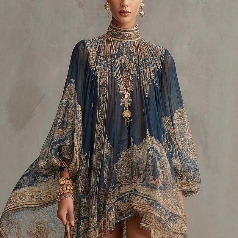 The Aura Paisley Flowing Chiffon Mini Dress