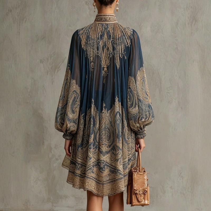 The Aura Paisley Flowing Chiffon Mini Dress