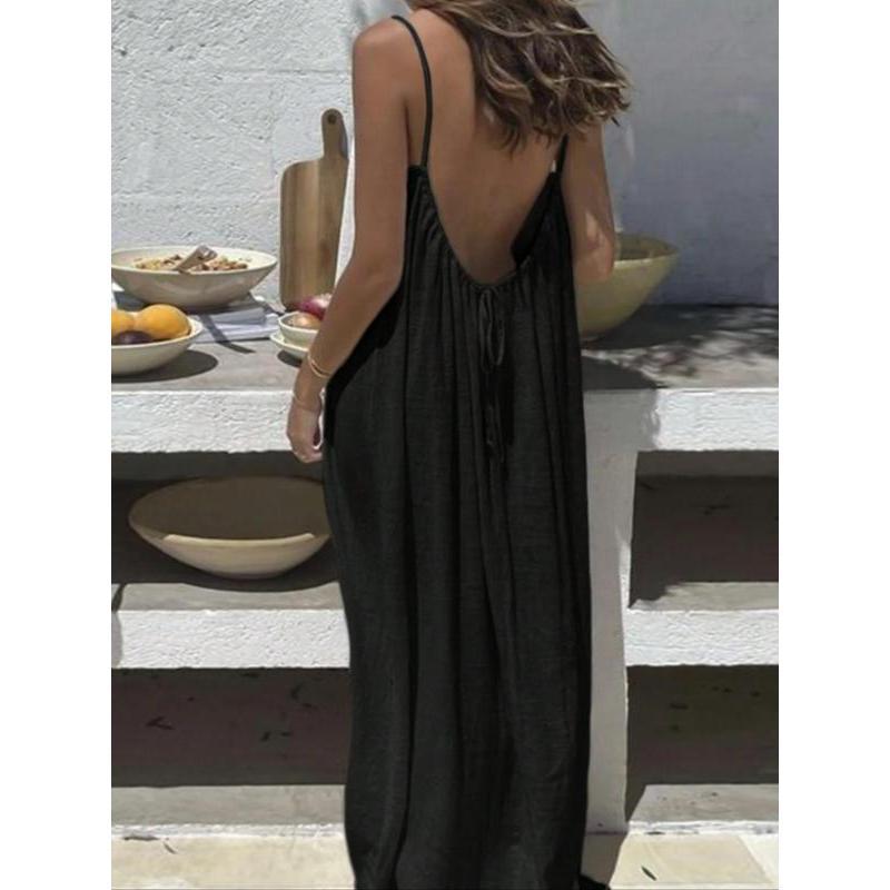 Flowy Backless Spaghetti Strap Maxi Dress