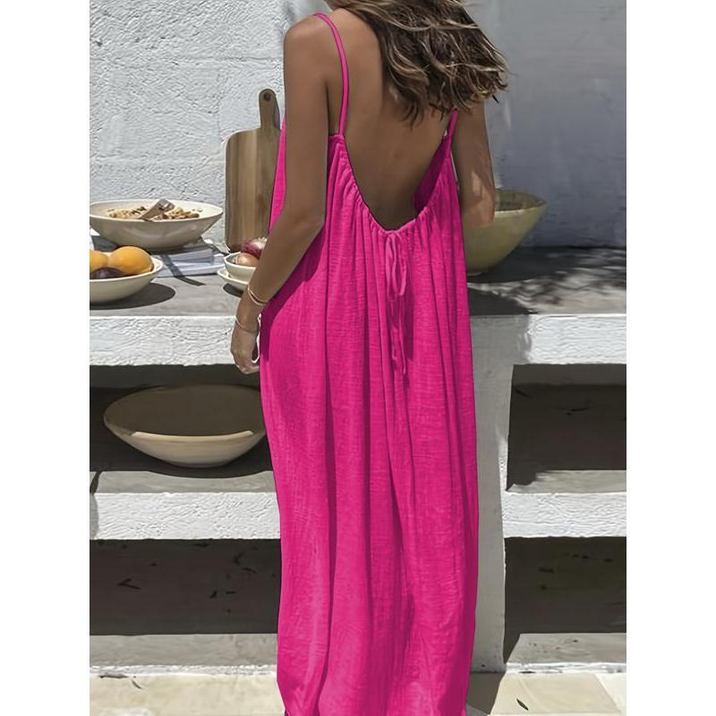 Flowy Backless Spaghetti Strap Maxi Dress